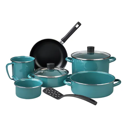 Batería De Cocina De Peltre Cinsa Modelo Terranova De 9 Piezas Color Verde - Turquesa