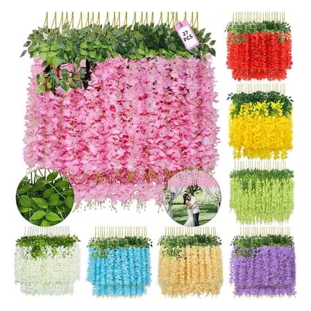27pcs Wisteria Flores Artificial 1.1m Decoración Fiesta Boda