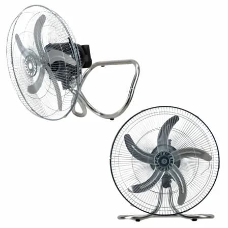 Ventilador De Pedestal 2en1 Nevashel Home Rs-01 Ventilador De Pared Potente Ventilador Mutltifuncional 5 Aspas Metalicas, Base Reforza Oficina Hogar Funcion Rotacion 50 Cm Gris Gris Oscuro Plástico