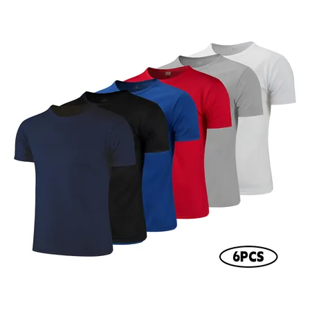 6 Playeras Deportivas Cuello Redondo Dry Fit Gym Hombre