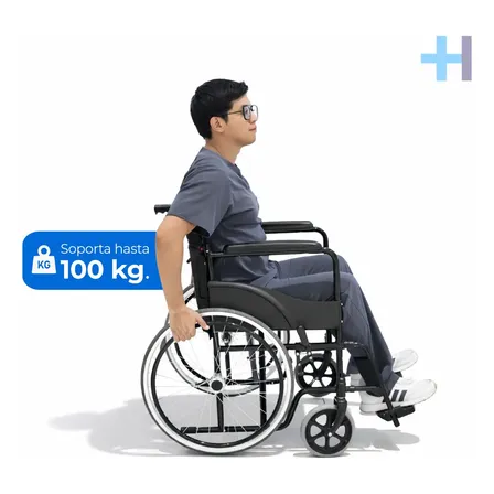 Silla De Ruedas Manual Para Adulto Con Reposapiés Desmontables Y Freno S100b Handy Negro