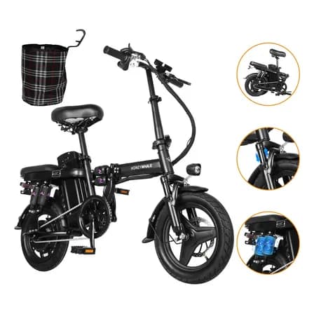 Bicicleta Eléctrica Plegable S6 Pro-s 750w 50km Honey Whale Color Negro