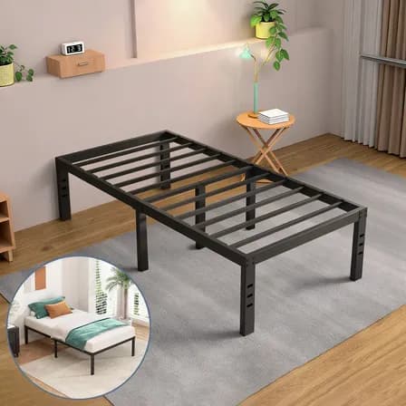 Base De Cama Individual Plegable De Metal, 95,5 Cm X 189,5 Cm X 35 Cm, Cama De Hierro Económica, Base De Cama Resistente Con Espacio De Almacenamiento