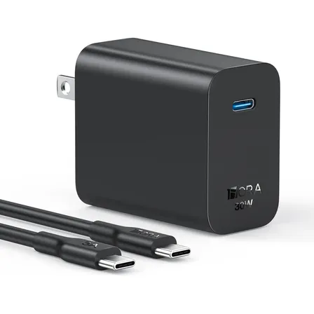 Cargador Usb C Pd 30w 1hora Tipo C Carga Super Rápido Con Cable 1m Tipo C A C Compatible Con iPhone 16 15 Pro Max/samsung/motorola/xiaomi/zte Negro