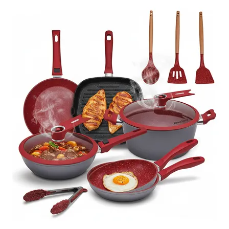Batería De Cocina Flavorstone Ligth Family Set 12piezas Color Rojo