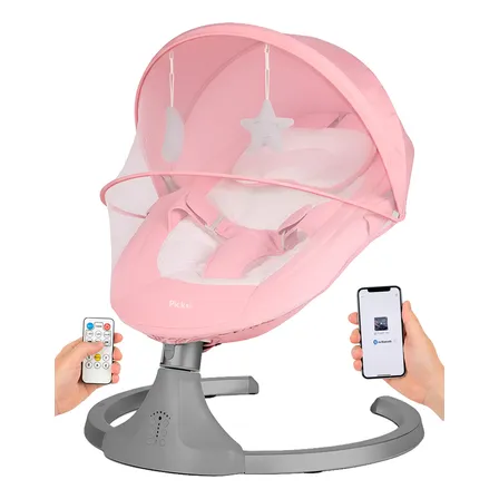 Mecedora Eléctrica Bebe Bluetooth Columpio 5 Velocidades Color Rosa Lisa