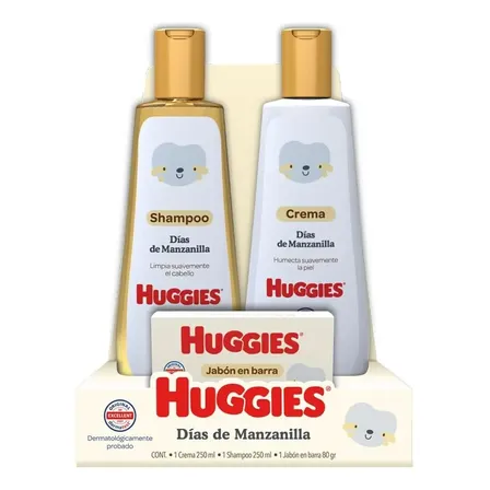 3pack Huggies Días De Manzanilla Con Shampoo, Crema Y Jabón