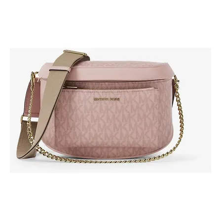 Banano/riñonera Michael Kors Modelo Slater Mediano Color Rosa Diseño De La Tela Monograma