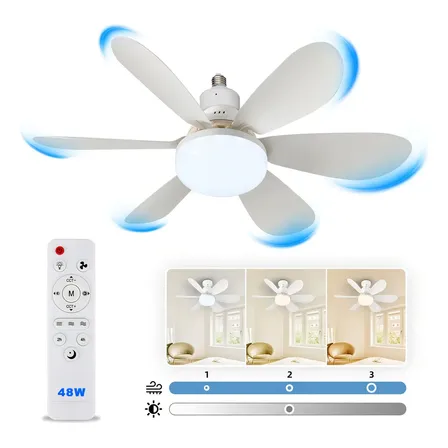 Cozylady Lámpara De Ventilador Led 48w E26 20.5'' Ventiladores De Techo Cantidad De Aspas 6 Estructura Blanco Aspas Blanco Diámetro 52 Cm Frecuencia 60hz Material De Las Aspas Plástico