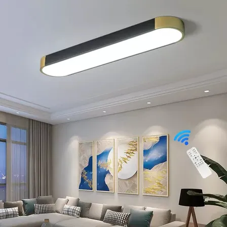 Lámparas Para Sala Baño Led Lineal Moderna Regulable 36w Negro