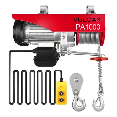 Polipasto Eléctrico 1000kg 30m Vulcan Cuerda Acero 127v Control Remoto Rojo 1