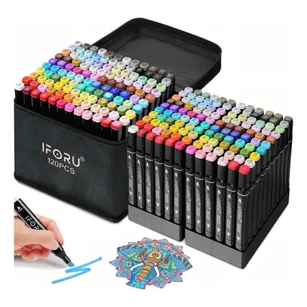 Marcadores Iforu 120 Colores Punta Pincel Doble Pincel Fineliner Todas