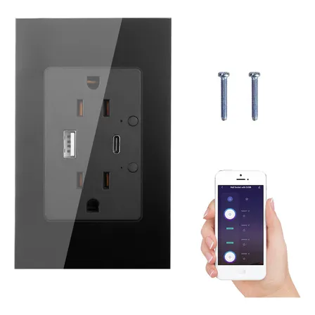 Inteligente Enchufe Pared Wifi Con Cargador Tipo C Y Tipo A