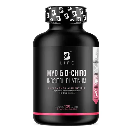 Myo Y D-chiro Inositol Con Ratio 40:1 - 2000mg Por Porción | Apoya El Equilibrio, El Metabolismo Y El Bienestar Femenino | Suplemento Mujer | 120 Cápsulas | B Life Sin Sabor