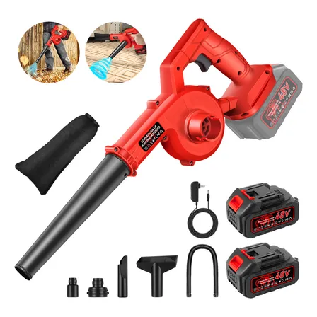 Soplador De Aire Eléctrica Aspiradora Inalámbrico 4 En 1, Buyio Sopladora De Hojas 850w 30000rpm 180 Mph Aspiradora Herramientas Para Jardineria Y Coche Con 2 Batería, Kit Perfecto, Color Rojo