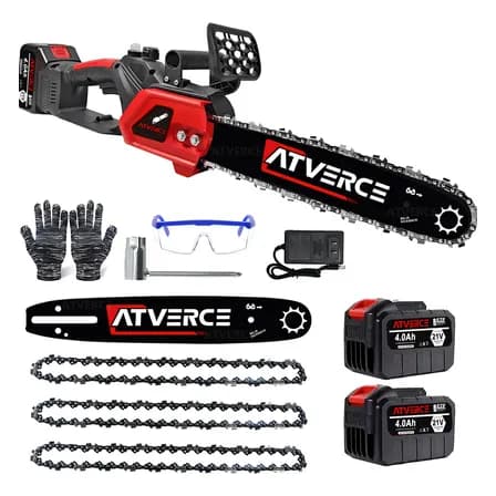 Atverce Motosierra Eléctrica Inalámbrica 12in Portatil 3 Cadenas A+d+1