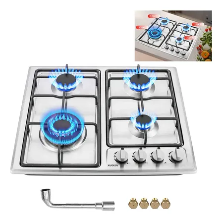 Parrilla Empotrable Gas 4 Quemadores Acero Inoxidable Xiudeen Xd4001 Plateado