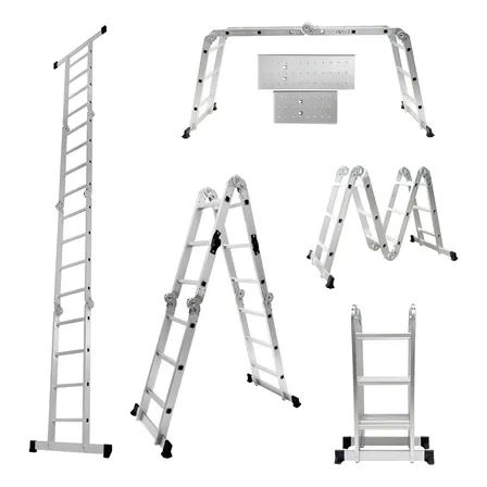 Escalera Multiposiciones De Acero Con Plataformas De 3.5m Plateado
