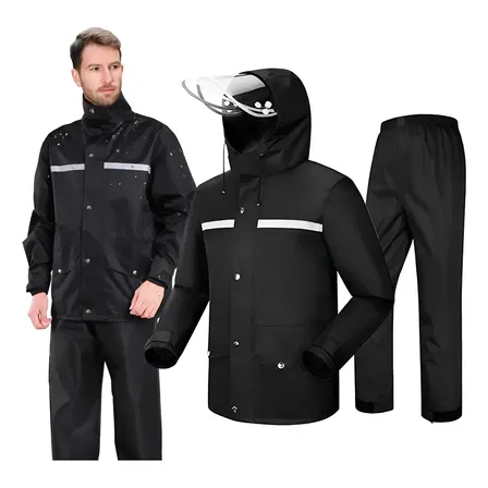 Impermeable Para Motociclista Con Capuch Reflejante Ventilad