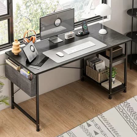 Escritorio Minimalista Metal Oficina Estacion Trabajo Repisa - Negro