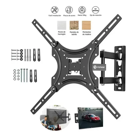 Soportes De Pantalla Pared Tv 14 A 55 Pulgadas Soporta Hasta 55 Pulgadas 22kg Compatible Soporte Universal Mural Para Televisión Monitor Inclinable Y Ajustable Color Negro Marca Fopnew