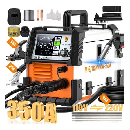 Soldadora Inverter 15-350a Faghto Máquina Soldar Mig+mma+tig Soldadoras Inversor Para Soldar 3 En 1 Con Pantalla Lcd Y 3m Pistola De Soldar Naranja