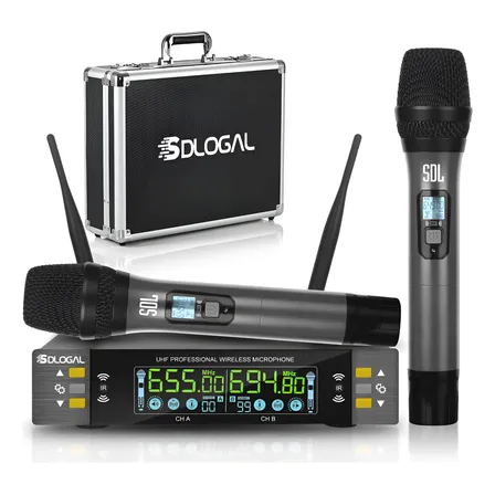 Microfono Uhf Dinámico Profesional  Frecuen Multicanal Gris Oscuro