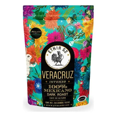 Café Molido Veracruz Etnia 52 - 250 Gr, Tostado Oscuro | Cuerpo Robusto | Certificación Kosher | Notas A Chocolate Semi Amargo | Cafe Molido Para Cafetera - Café Molido Medio