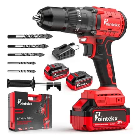 Taladro Rotomartillo 1/2'' Sin Escobillas Pointekx Px 13mm 120nm 21v 2 Baterías 3ah Rojo 50hz/60hz