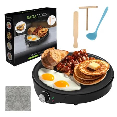 Crepera Eléctrica Antiadherente 30cm Premium Nonstick Color Negro Raganet El024