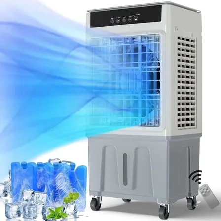 Enfriador Aire 45l Portátil Acondicionado Ventilador Cooler Enfriador De Aire Evaporativo De 45 Litros Fácil De Mover Ventilador Gris