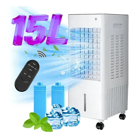 Aire Acondicionado Portátil 4 En 1, 15 L, Ángulo Ultraamplio De 70°, Entrada De Aire Por 3 Lados, 4 Modos Y 3... Blanco