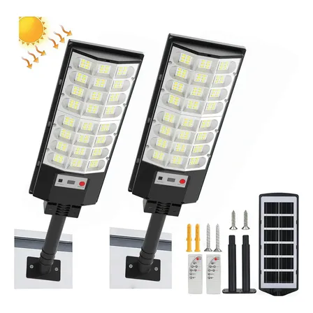 Lámpara Led Solar Exterior 2500w Jardín Luminaria Suburbana Negro