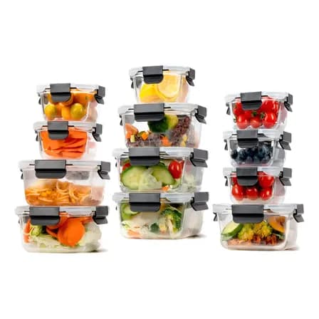 Contenedor Toper Easyware, Juego 12 Recipientes De Vidrio 24 Pz Hermeticos A Prueba De Fugas, Para Alimentos, Cocina,... 12 Recipientes - 24 Piezas - Vidrio