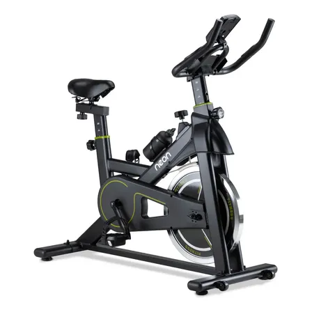 Bicicleta Estática Spinning Pro Neon Rueda De 18 Kg, Pantalla Lcd Para Velocidad, Tiempo, Calorías Y Más, Asiento Y... Negro/amarillo