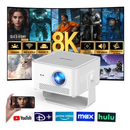 Proyector Portátil Magcubic Hy450max Android 14, Proyector Profesional Nativo 1080p 1100ansi, Soporta Decodificación 8k,... Blanco