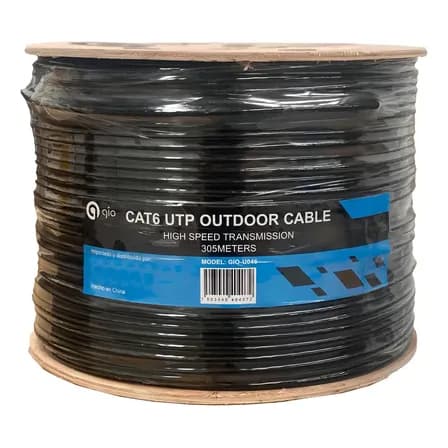 Gio Bobina Cable De Red Utp Cat6 Doble Forro Reforzado Para Exterior 8 Hilos Trenzado Ideal Para Cctv