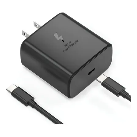 Cargador Tipo C 45w Carga Rápida Compatible Samsung S23 S22 iPhone 15 Negro