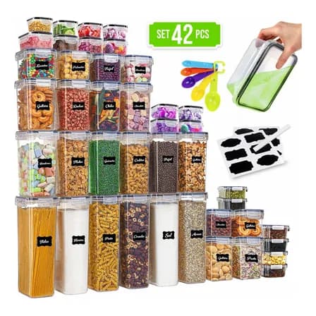 Recipientes Herméticos De Almacenamiento De Cocina 42 Pz Color Transparente