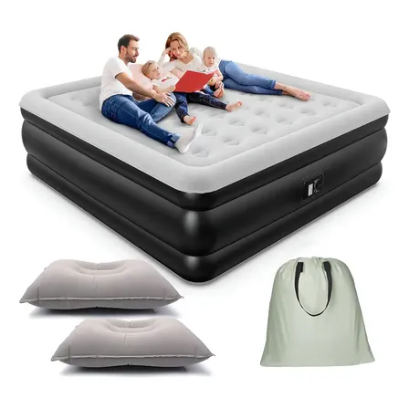 Colchon Inflable King Size Matrimonial Camping Bomba De Aire 200 Cm X 150 Cm X 47 Cm Queen Color Gri Gris
