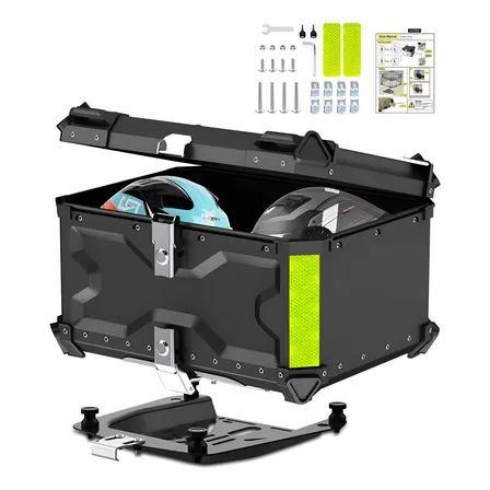 Maletero Trasero Moto Youmi 65l Ip68 Impermeable Negro Aluminio Antirrobo