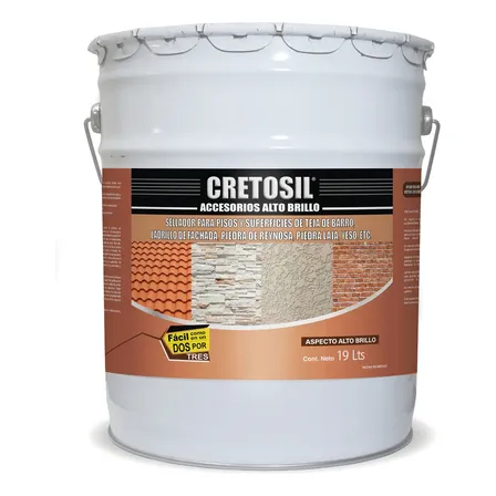 Cretosil Accesorios Sellador / Barniz Apariencia Mojado  Wet-look  Aspecto Brillante. Para Concreto, Cantera, Barro,... Alto Brillo