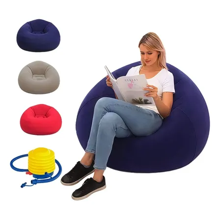 Sillón Inflable Silla Aterciopelada Puff Cómodo Sofá +bomba