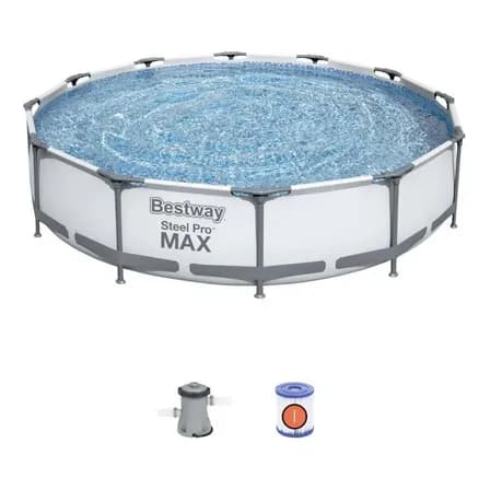 Alberca Estructural Circular Steel Pro 366cm + Bomba Bestway Color Gris Piedra Prismática