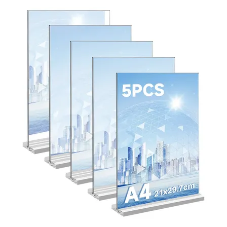 Nuhexry 5pzs Porta Menu De Acrilico Doble Vista A4 Carta Restaurante Publicidad Promociones Acrilico Blanco Porta Folletos Acrilico Laminas De Acrilico Letreros Letrero Acrilico Letreros En Acrilico