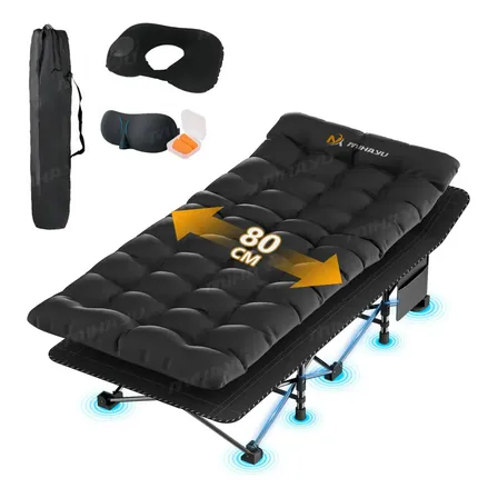 Catre Plegable Para Acampar Mihayu Cama Portatil 80x190cm Con Colchón Almohada Y Bolsa,para Casa, Oficina, Camping, Viajes Negro