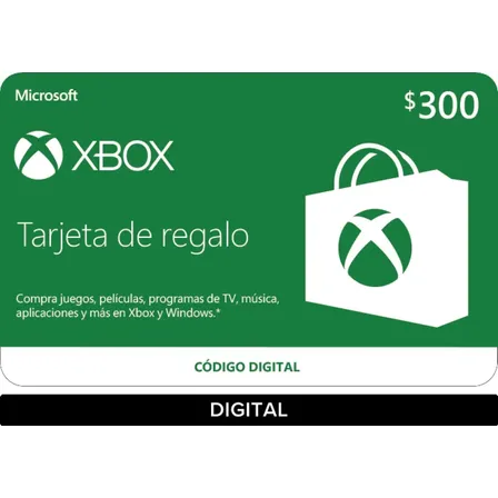 Gift Card Xbox $300 Mxn (digital)