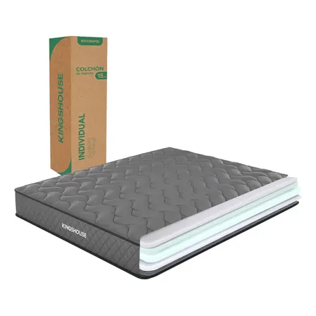 Colchón En Caja Individual 15 Cm Alto Color Gris Espuma De Alta Densidad Memory Foam Antiácaros E Hipoalergénico Firmeza Justa Khcespig Kingshouse