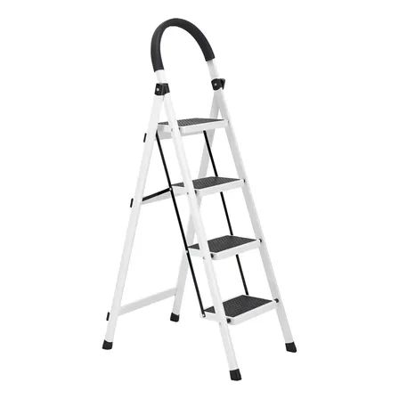 Escalera De 4 Peldaños Tijera Blanca Acero Tubular Domestica