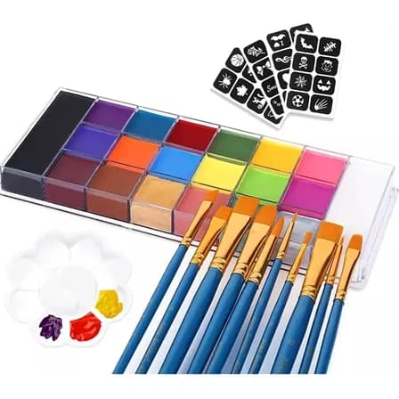 Kit Maquillaje Corporal Hipoalergénico Hogojua 1 20 Colores + Pinceles